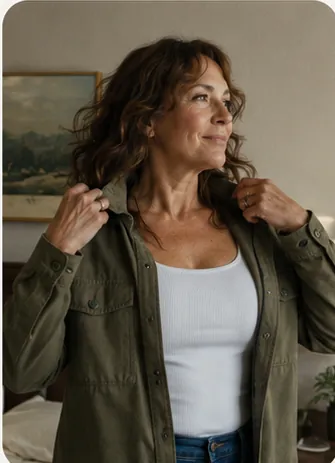 Woman putting on a jacket