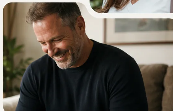 Man laughing candidly
