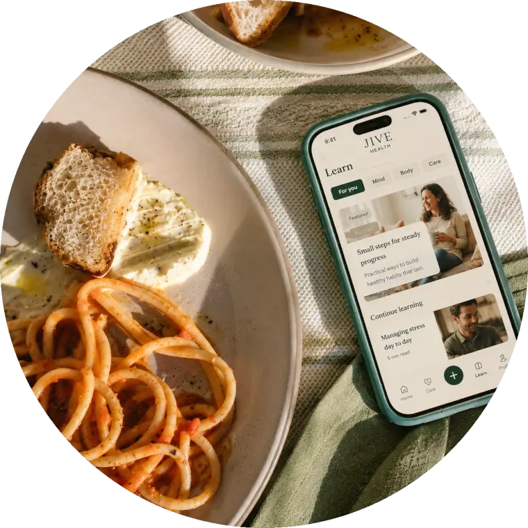 Jive Health app showing a personalized care plan