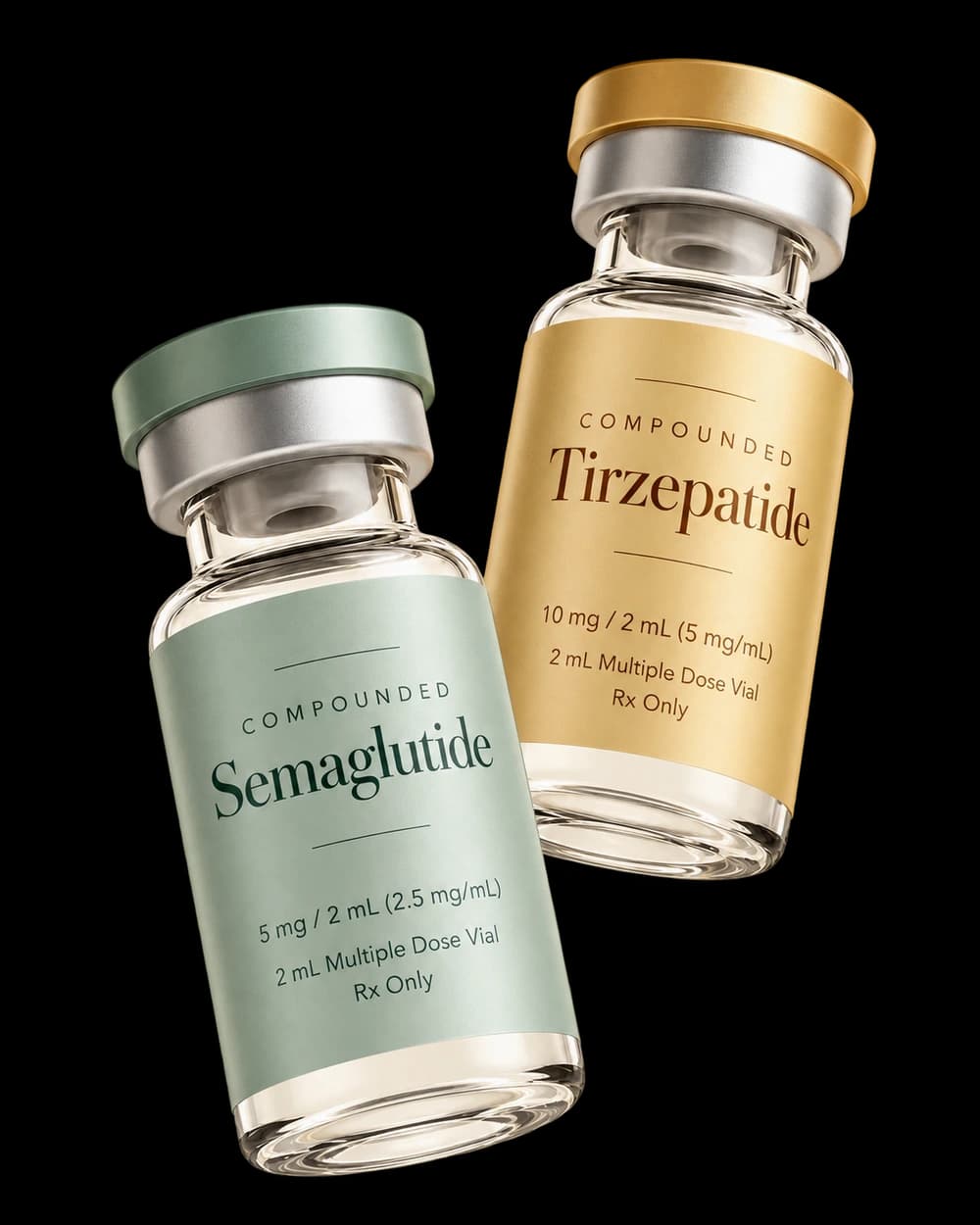 Compounded semaglutide and tirzepatide multiple-dose vials